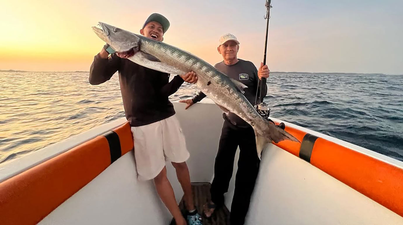 Successful catch during fishing on the boat