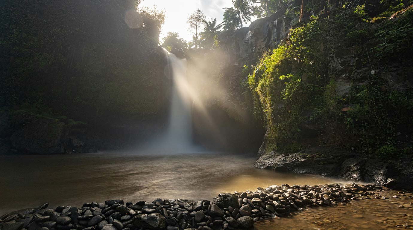 Tegenungan Waterfall landscape during the tour