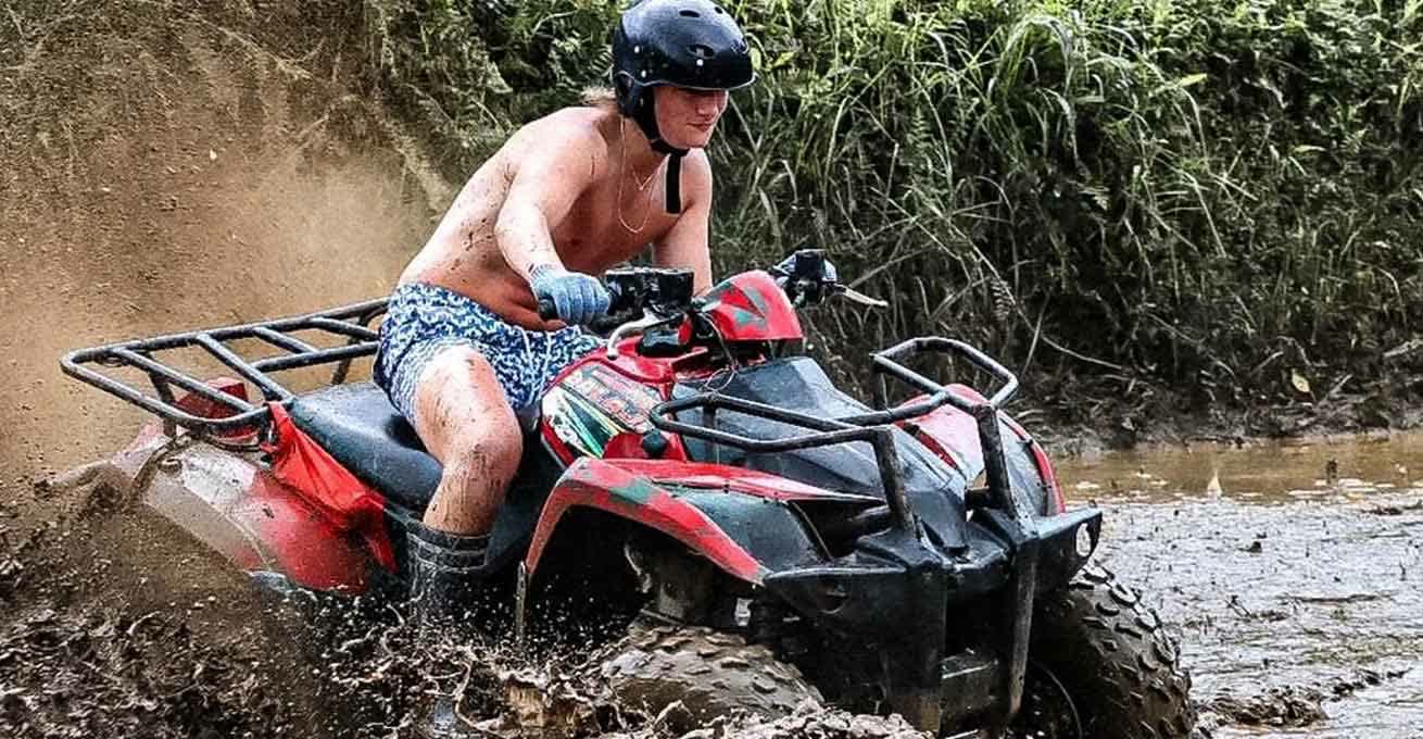 Man riding the ATV in Balaji - the longest ATV track in Bali
