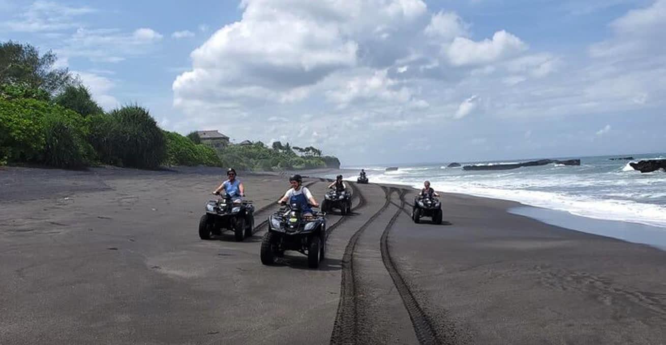 The group of people are riding the ATV at Tegal Mengkeb