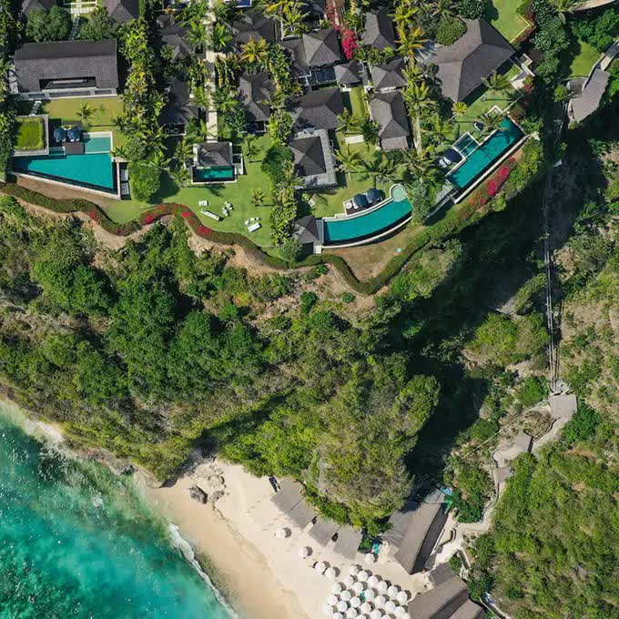 View of the resort in Bali from the sky