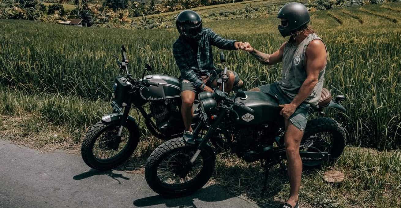 Two men rented bikes from Aska Custom Bike Rental in Bali