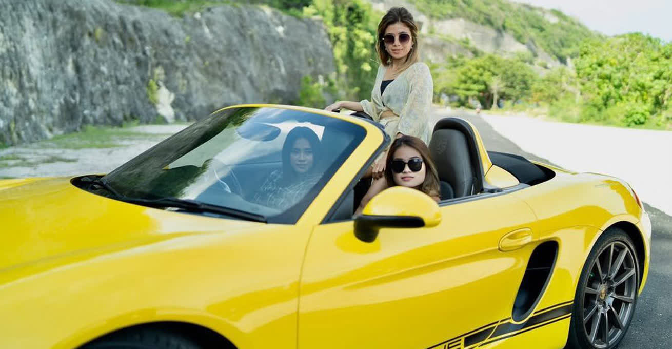 Women rented a luxury car at The Golden Bali