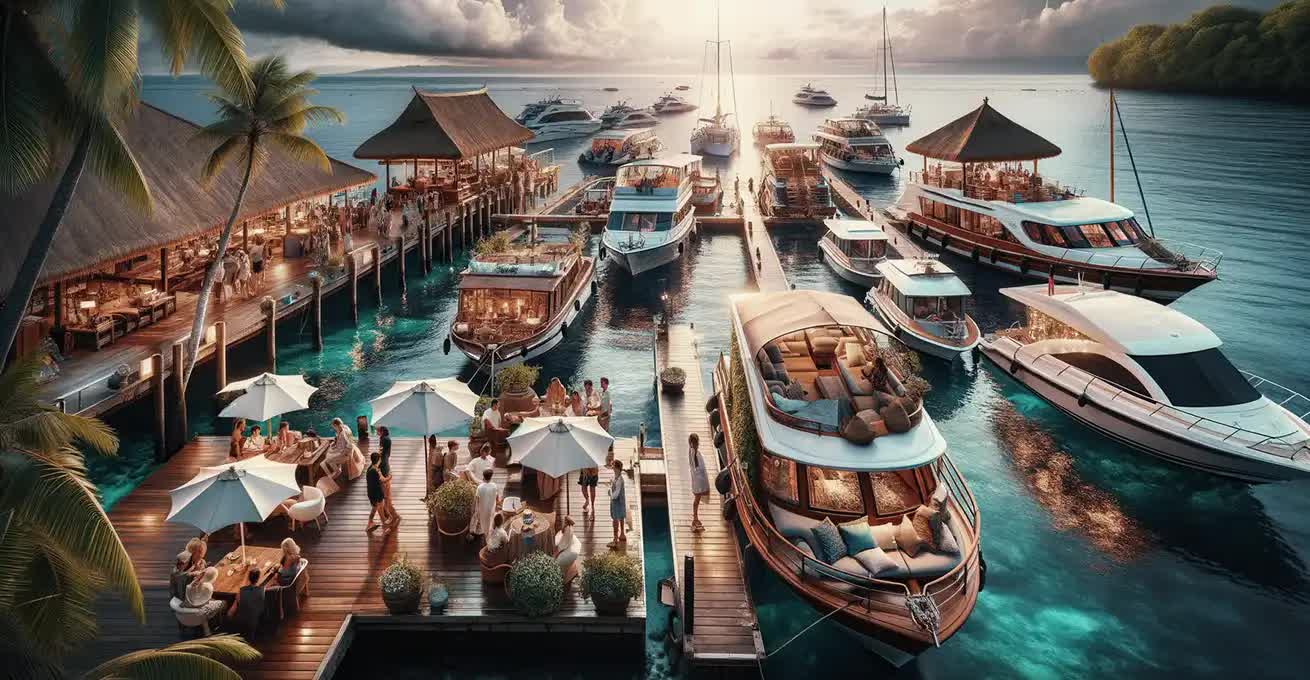 Party in the port and on the boats of Ultimate Bali company