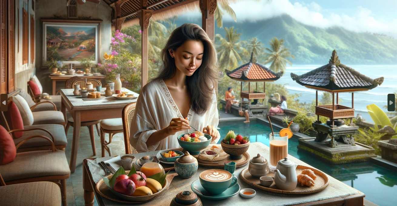 Indonesian woman have breakfast
