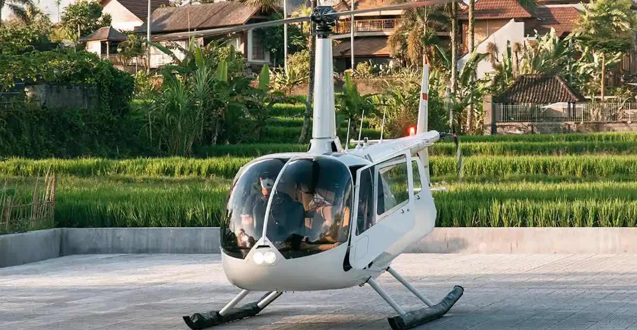 Luxury helicopter parked at Balicopter tour company