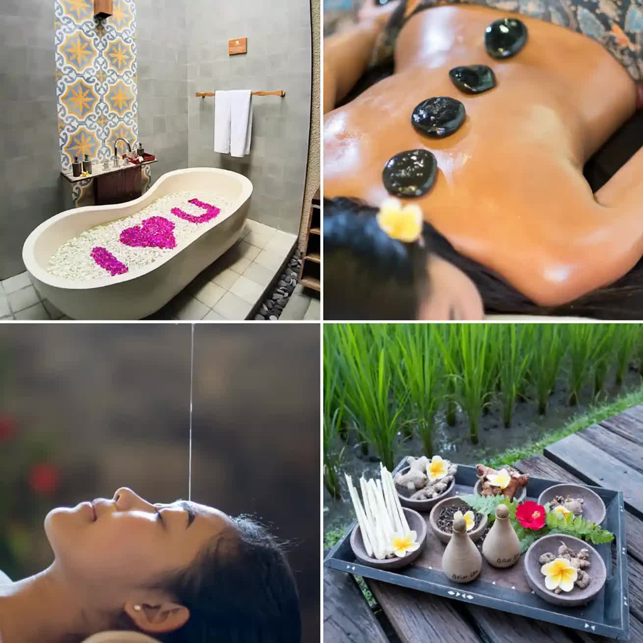 Bath, stones, aroma oils and other spa treatments at Bliss Ubud Spa