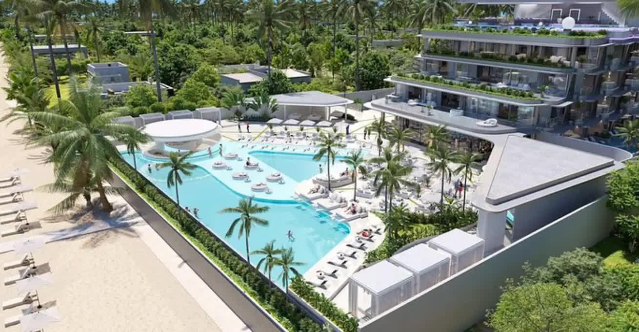 Huge luxury building of Magnum Residence Sanur with swimming pool and green area