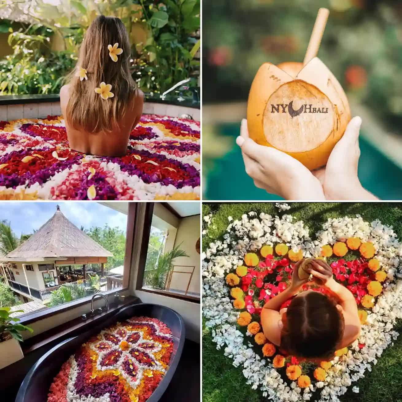 Spa bath and exotic drinks at Nyuh Bali - Luxury Villa Resort & Spa in Ubud