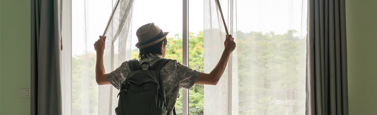 A guy inspects one of the hostels in Ubud
