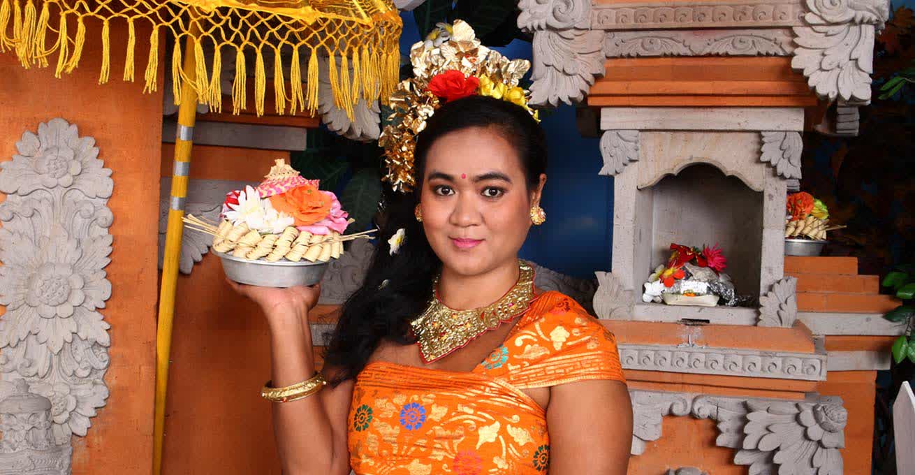 Woman is ready for marriage ceremony in Balinese traditions