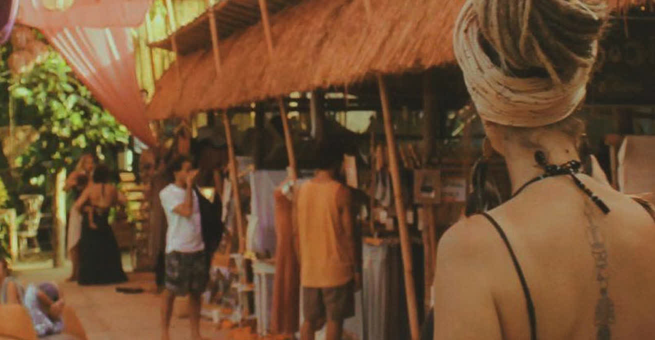 Woman is visiting market at Bali Spirit Festival