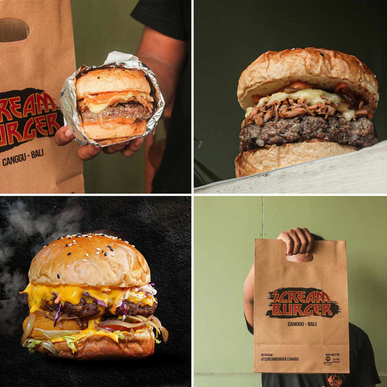 The range of different burgers from Scream Burger